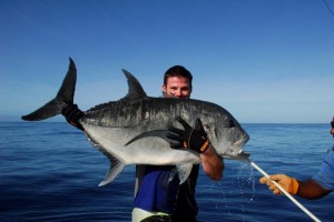 GT Popper Casting on Bite Me Gamefishing Charter, Fiji